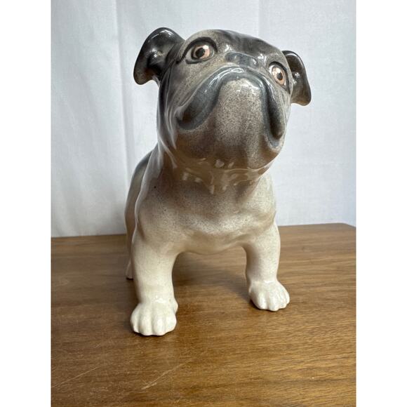 Vintage Bulldog Figurine 11" x 7" Painted Porcelain White Gray Dog Standing GUC - Picture 8 of 10